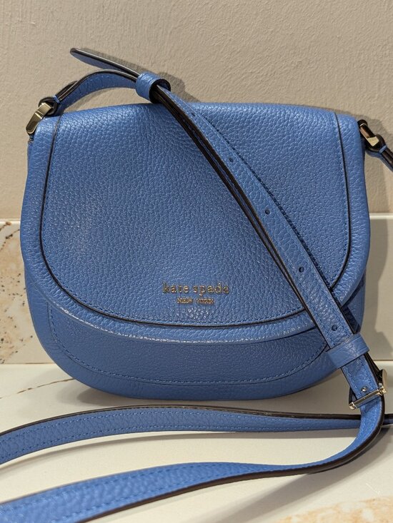 kate spade Handbags - Kate Spade blue pebbled leather crossbody. EUC!